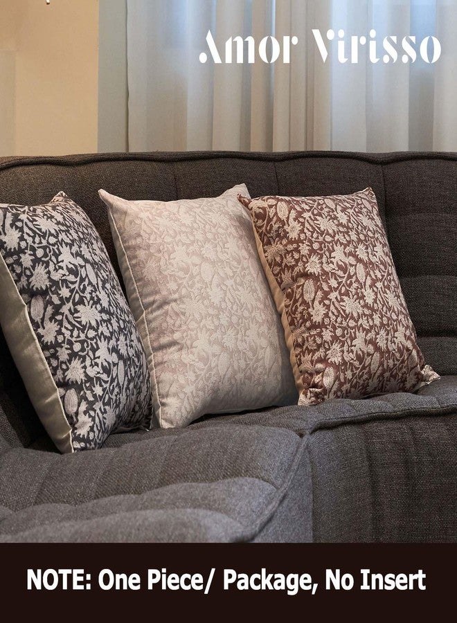Amor Virisso Floral Throw Pillow Covers 18x18 Couch Pillows for Living Room Decorative Accent Pillow Covers Block Print Farmhouse Neutral Pillow Covers Sofa Pillows 1PC, Cream Oatmeal - Image 4