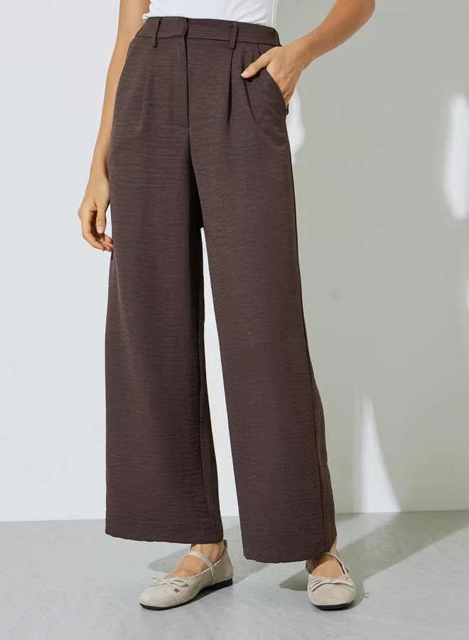 ستايلي Brown Wide Leg Pants with Side Pocket