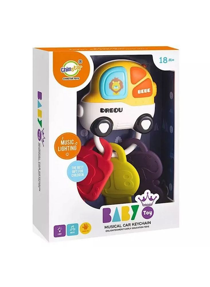 بريميم لعبة سيارة موسيقية للأطفال مع أضواء وأصوات – لعبة مفاتيح تفاعلية للأطفال الرضع (ثمانية عشر شهرًا فأكثر) باللون الأصفر والبرتقالي والأحمر والأزرق - Image 2
