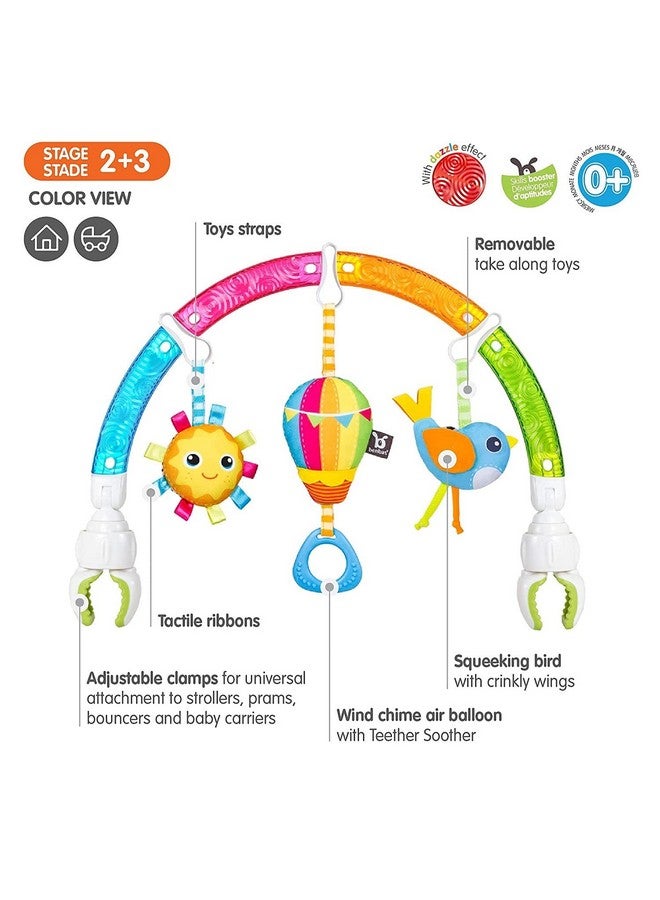 BENBAT Baby Stroller Arch Toy Rainbow Dazzle Friends Play Bar. Fun Newborns Sensory Activity, Adjustable for Bouncers and Car Seat. - Image 3