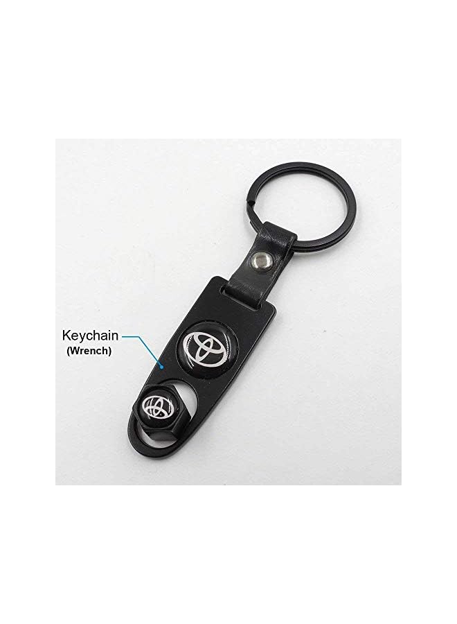 PROMASS Steel (4pcs) Car Tire Valve Stem Air Caps Cover 1pc Keychain (Wrench) for TOYOTA - Image 2