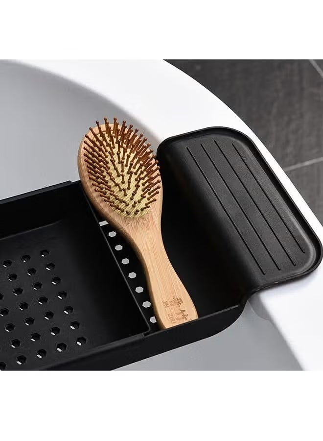 Expandable Bathtub Tray, Storage Telescopic Rack Caddy Tray, Multi-Functional Non-Slip Bathtub Stand Holder, for Storing Washing Supplies, Snacks, Drinks, Children's Toys(Black) - Image 4