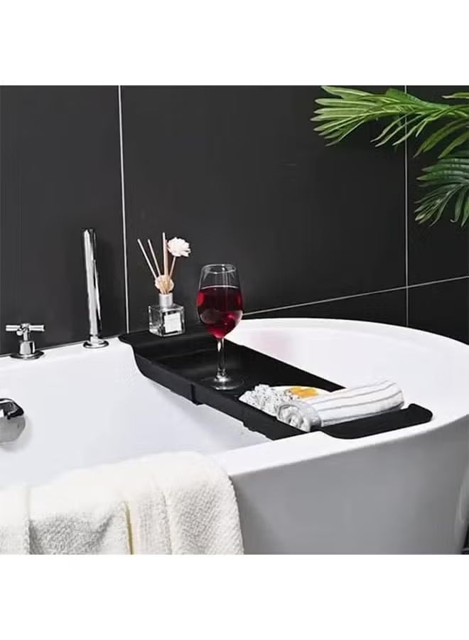 Expandable Bathtub Tray, Storage Telescopic Rack Caddy Tray, Multi-Functional Non-Slip Bathtub Stand Holder, for Storing Washing Supplies, Snacks, Drinks, Children's Toys(Black) - Image 5