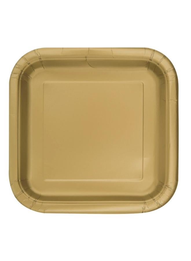 Unique أطباق مربعة ذهبية 7" - عبوة من 16 - Image 1
