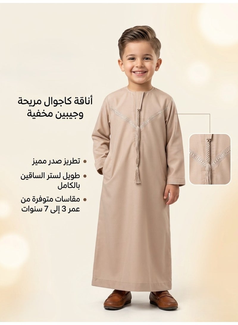 Children's nightgown, Omani and newborn thobe, seven-piece thobe, Emirati boy's thobe, children's nightgown, newborn nightgown, short-sleeved thobe, half-sleeved nightgown, sleep shirt, short-sleeved Saudi nightgown, loose-fitting nightgown, house shirt, newborn gifts, baby gifts, infant gifts, baby gifts, boy's gifts, children's clothes, gift for boys - Image 2