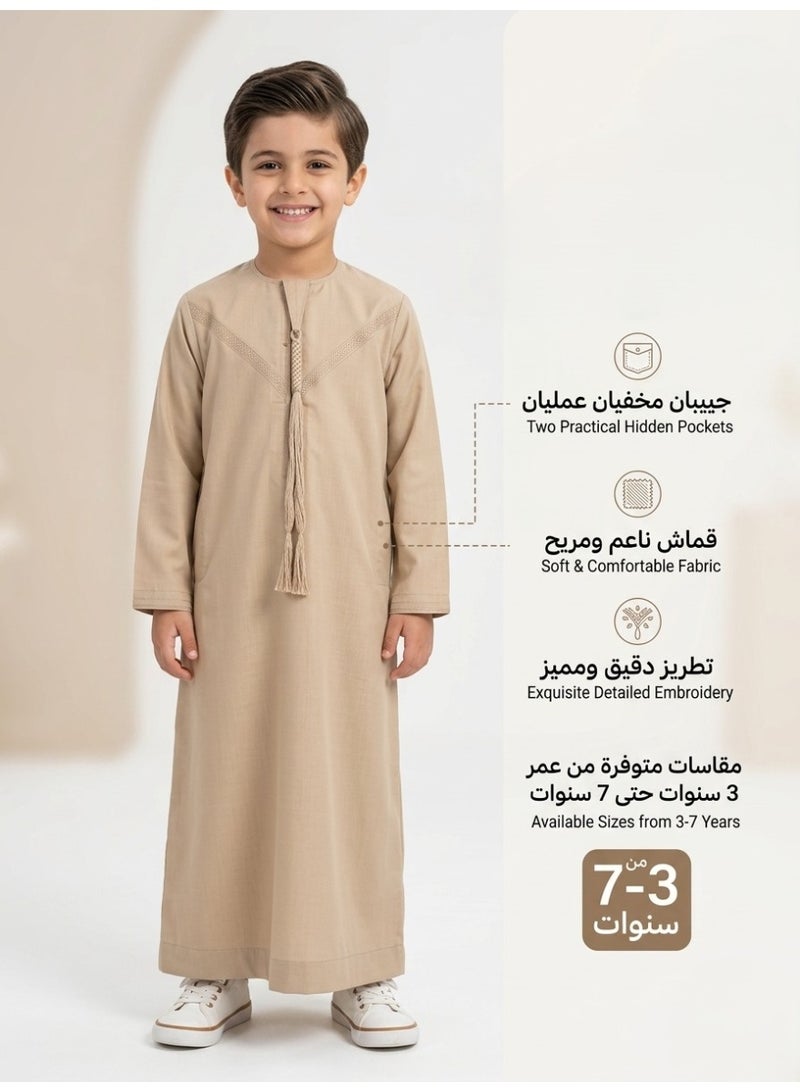 Children's nightgown, Omani and newborn thobe, seven-piece thobe, Emirati boy's thobe, children's nightgown, newborn nightgown, short-sleeved thobe, half-sleeved nightgown, sleep shirt, short-sleeved Saudi nightgown, loose-fitting nightgown, house shirt, newborn gifts, baby gifts, infant gifts, baby gifts, boy's gifts, children's clothes, gift for boys - Image 1
