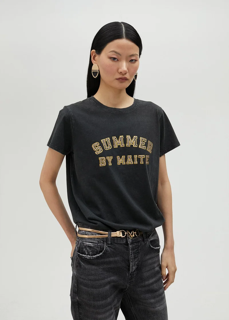 Lola Casademunt Summer T-shirt with rhinestones