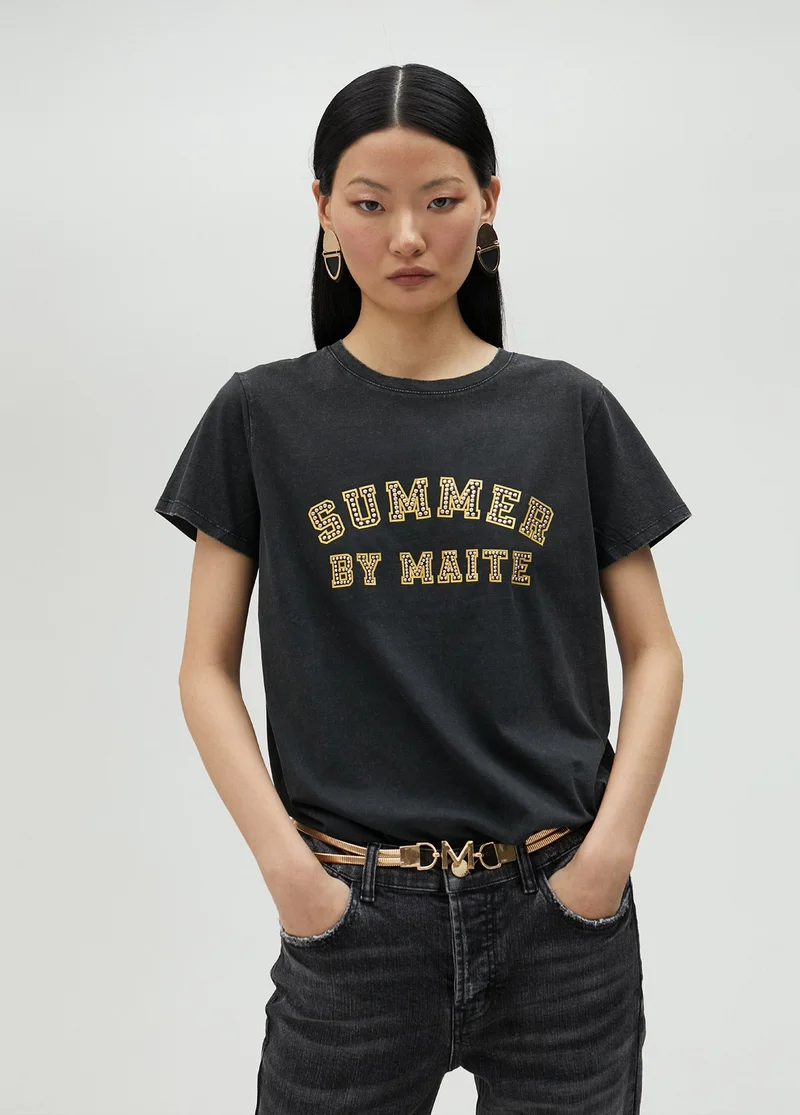 Lola Casademunt Summer T-shirt with rhinestones