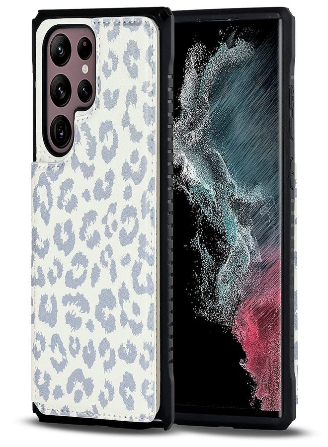 iCoverCase Compatible with Samsung Galaxy S22 Ultra Wallet Phone Case with Card Holder, Card Slots Kickstand RFID Blocking PU Leather Case for S22 Ultra (Gray Leopard) - Image 3