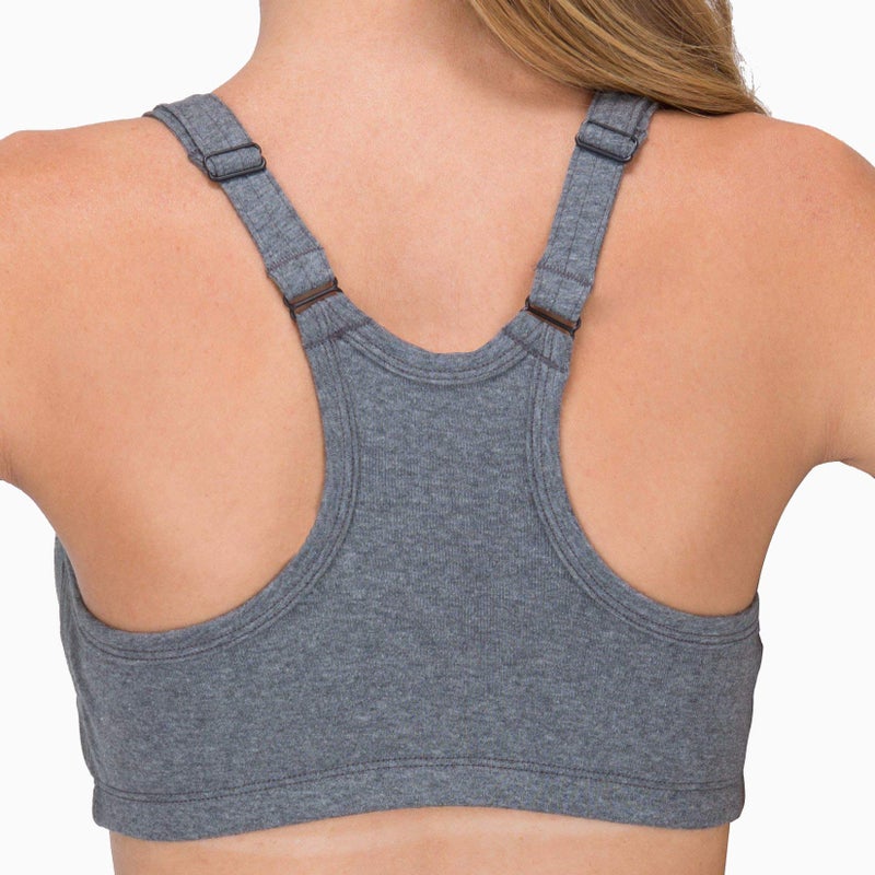 Cottonique Women's Hypoallergenic Racer Back Pullover Bra Made from 100% Organic Cotton (Melange Grey, 36B) - Image 4