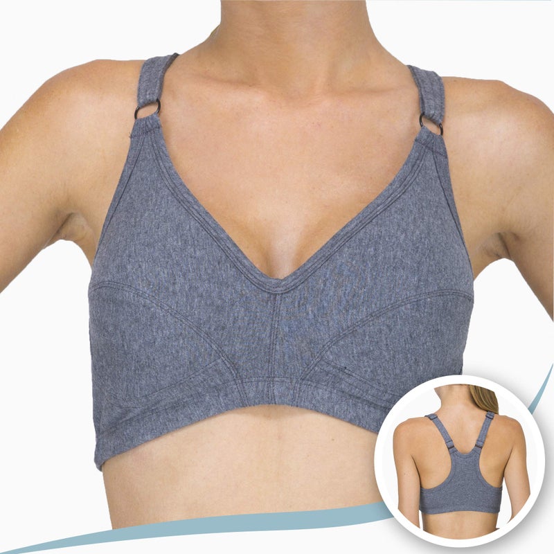 Cottonique Women's Hypoallergenic Racer Back Pullover Bra Made from 100% Organic Cotton (Melange Grey, 36B) - Image 2