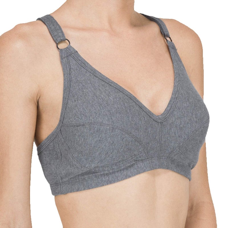 Cottonique Women's Hypoallergenic Racer Back Pullover Bra Made from 100% Organic Cotton (Melange Grey, 36B) - Image 3