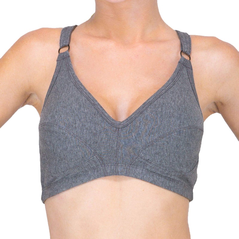 Cottonique Women's Hypoallergenic Racer Back Pullover Bra Made from 100% Organic Cotton (Melange Grey, 36B) - Image 1