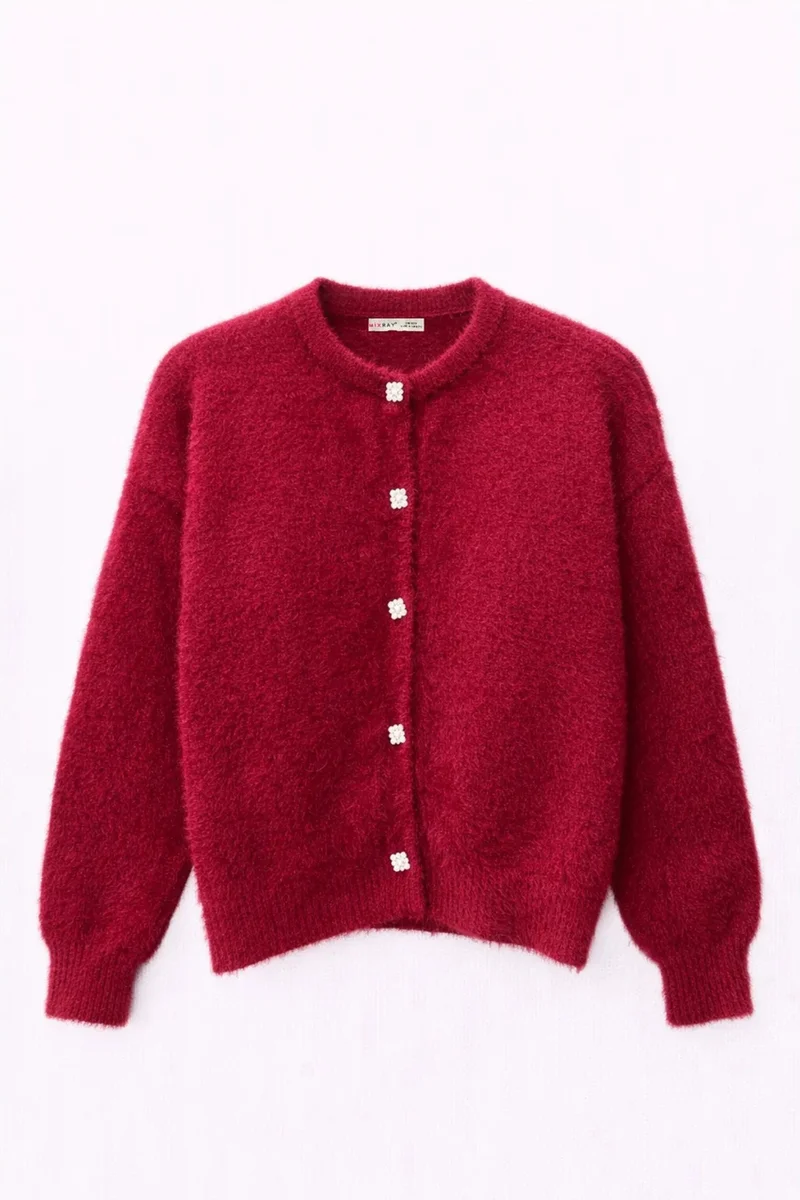 Mixray Mixray Oversized Jacquard Button Cardigan