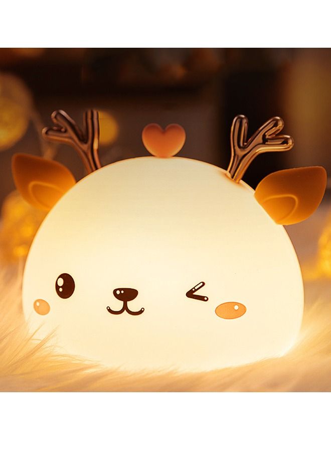 Kelesa Baby Night Light Animal Shape Bedroom Decor Kids Night Light USB Rechargeable Colorful Night Light for Kids Room Silicone LED Cloud Light for Bedroom Desk Lamp Baby Girl Gifts - Image 1