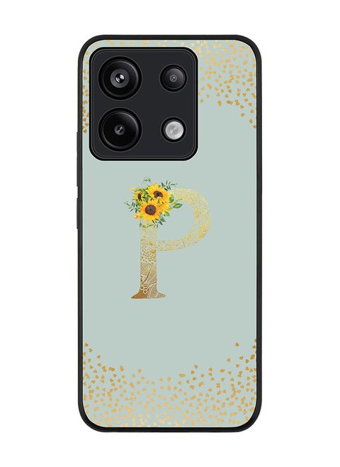 Rugged Case for Xiaomi Redmi Note 13 Pro 5G Case Cover- Custom Monogram Initial Letter Mandala Floral Pattern Alphabet - P(Light Grey)