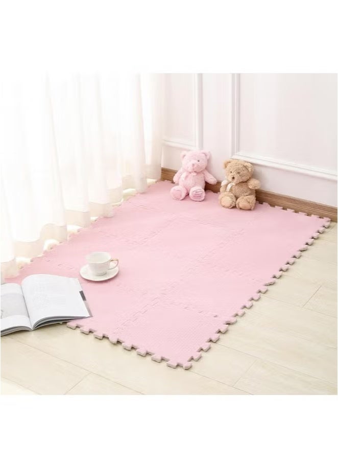 Plush Foam Floor Mat,Interlocking Carpet,Plush Puzzle Foam Floor Mat,Tiles Plush Puzzle Foam Floor Mat,Square Interlocking Carpet Tiles,Square Interlocking Fluffy Tiles,Soft Area Rugs,Border Fluffy Play Mat,Soft Climbing Area Rugs,Plush Foam Floor Mat for Home Playroom Decor,30x30cm (pink)  - Image 4