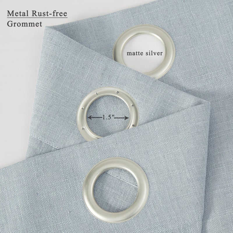 Central Park Grommet Semi Sheer Curtain Textured Linen Blend Light Filtering Window Treatment Panel 90 Inch for Living Room Bedroom Flax Farmhouse Rustic Drape  Mist Gray/Blue  58"" Wx90 Lx2 - Image 4