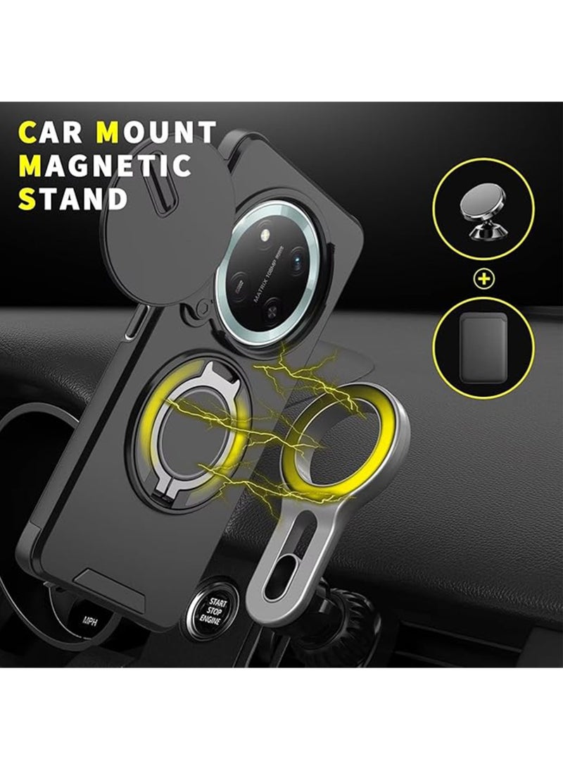 WRISTWISE Case Cover for Honor X9c Military Grade [Built-in Kickstand] Magnetic Rotate Ring Holder Heavy Duty TPU+PC Shockproof Drop Protect Phone Case for Honor X9c (Black) - Image 2