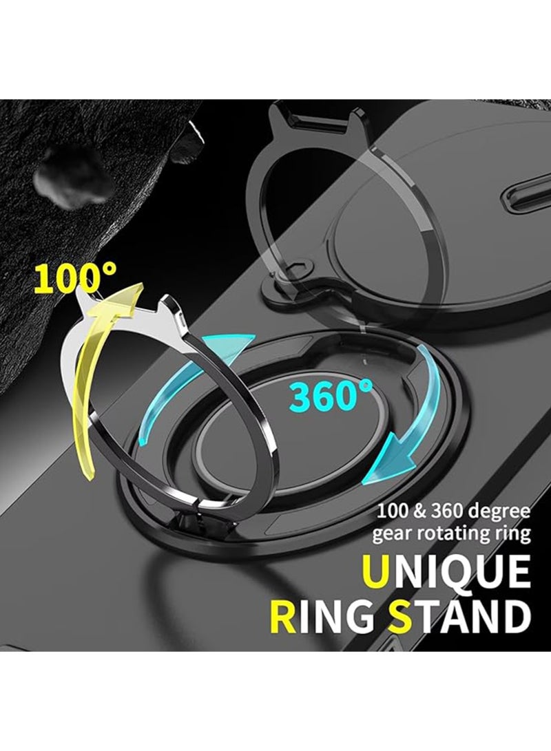 WRISTWISE Case Cover for Honor X9c Military Grade [Built-in Kickstand] Magnetic Rotate Ring Holder Heavy Duty TPU+PC Shockproof Drop Protect Phone Case for Honor X9c (Black) - Image 4