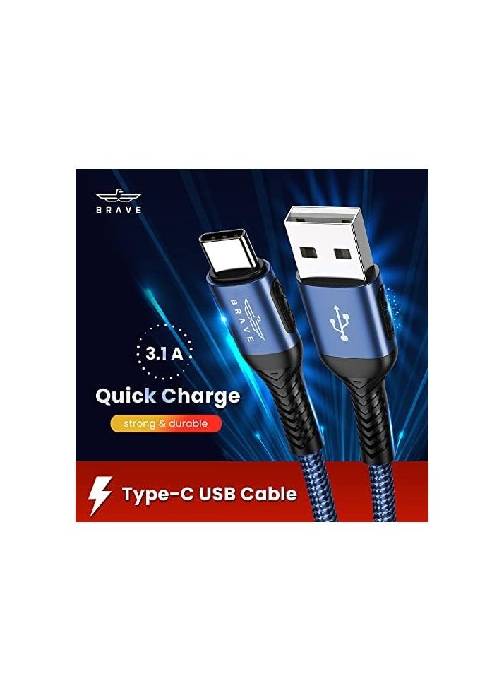 كابل بيانات مضفر USB من النوع C بقدرة 30 وات 3.1 أمبير شاحن شحن سريع لهاتف Huawei P40 USB C سلك بيانات للهاتف Xiaomi Mi Samsung (1.2 متر، USB إلى C 30 وات،) (أزرق)