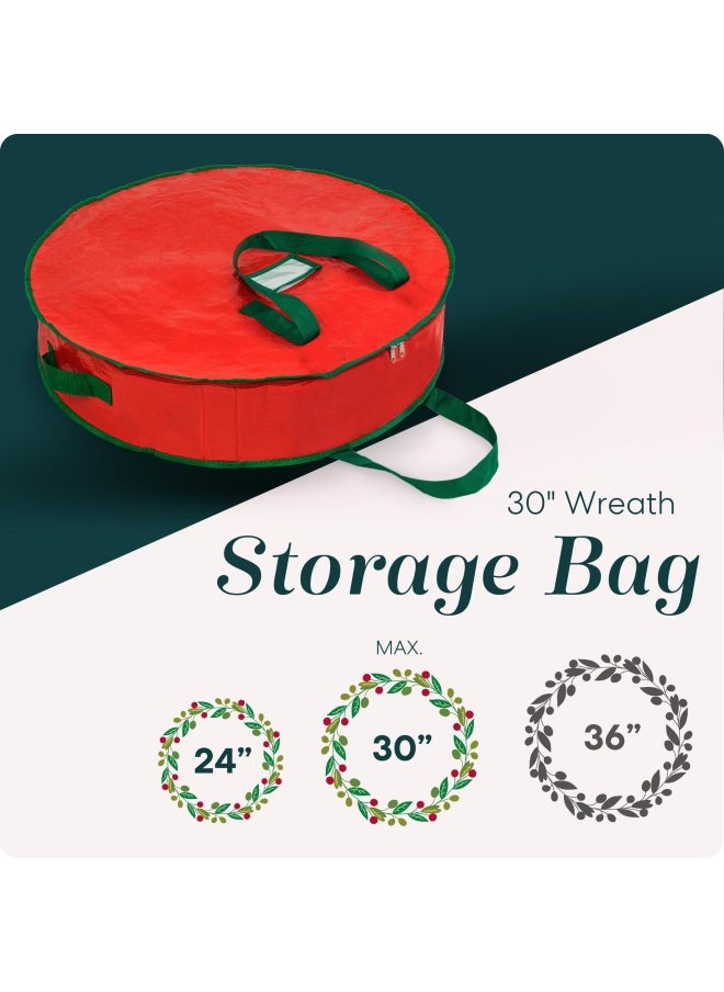 Handy Laundry Handy Laundry  Wreath Storage Bag - Durable  Tarp Material  Zipper  Sturdy Carry Handles  Pest Protection - Ideal Home  Garage Organization For Seasonal Holiday Wreath Decorations.  30  - Image 2