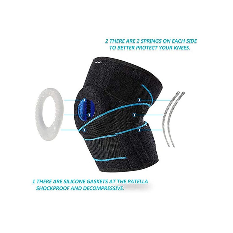 SOLARAE Knee Support Brace Open-Patella Gel Pads Knee Brace Side Stabilizers Adjustable and Breathable Knee Supports, Joint Pain Relief Injury Recovery for Men and Women Blue(1 piece) - Image 4