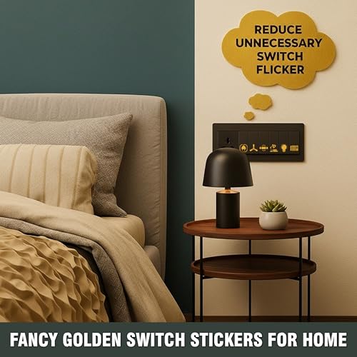 Pinaco India Switch Board Stickers - 580 Stickers, 40 Unique Designs | Decorative Stickers for Switches, Home & Office, Easy-to-Apply Stickers for Switches, Waterproof Vinyl 1.5 cm (Golden) - Image 4