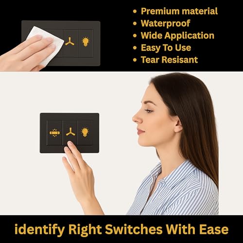Pinaco India Switch Board Stickers - 580 Stickers, 40 Unique Designs | Decorative Stickers for Switches, Home & Office, Easy-to-Apply Stickers for Switches, Waterproof Vinyl 1.5 cm (Golden) - Image 5