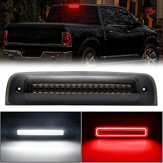 R&F Auto Led Strobe Third Brake Light Compatible With Ram 1500 2500 3500 4500 5500 20102018 F1 Style Red Flash Smoked High Mounted Stop Lights With Seal Foam Gaskets Roof Cargo Light Pickup Truck - Image 1