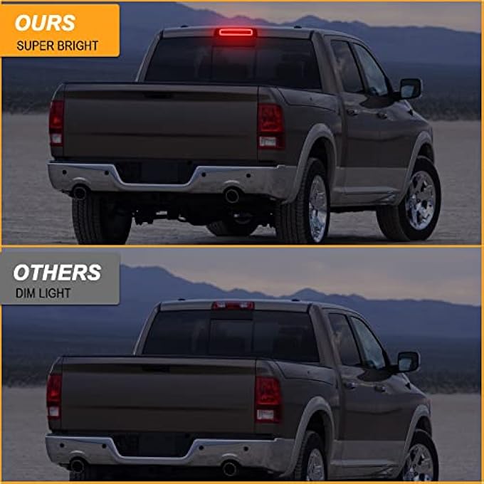 R&F Auto Led Strobe Third Brake Light Compatible With Ram 1500 2500 3500 4500 5500 20102018 F1 Style Red Flash Smoked High Mounted Stop Lights With Seal Foam Gaskets Roof Cargo Light Pickup Truck - Image 3