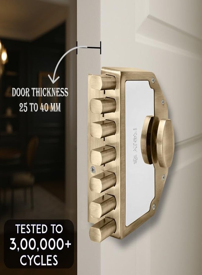 ATOM 7 Deadbolt Main Door Lock for Home | Heavy-Duty Brass & Steel Rim Lock | Secure Door Lock with Key for Main Doors, Single Doors, Cupboards, Almirahs - 7 Lever Dead Bolt - Image 2