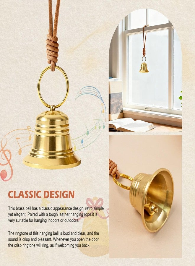 Koceci 2 PCS Brass Bells for Door Knob, Vintage Shopkeepers Bell for Door Opening, Hanging Bells Dinner Bell with Rope for Home Window Garden (Gold) - Image 5