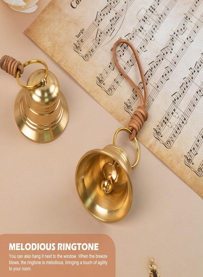 Koceci 2 PCS Brass Bells for Door Knob, Vintage Shopkeepers Bell for Door Opening, Hanging Bells Dinner Bell with Rope for Home Window Garden (Gold) - Image 4