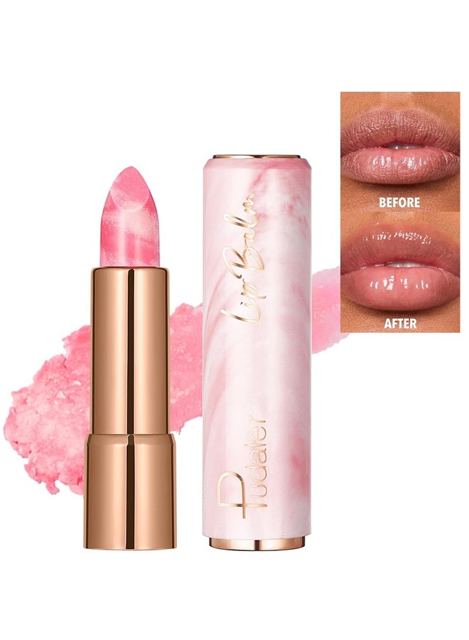 pudaier Lip Balm, Marble Hydrating Lip Balm, Tinted Lip Balm for Dry Cracked Lips, Moisturizing Lip Stick for Women, Natural Looking, Vitamin E, Cruelty-free and Vegan - Image 1