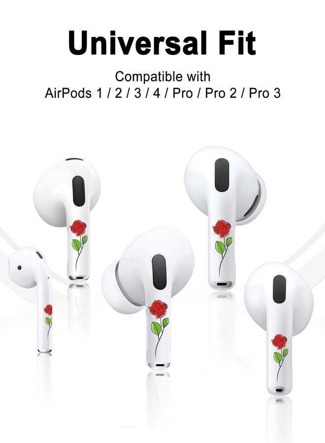 RockMax for AirPods 4 Skin, Easy to Identify, Universal Fit for AirPods Pro 3/2/1 and Gen 1/2/3/4, Classic Rose Sticker Cover, Girly Gifts for Birthday and Party - Image 4