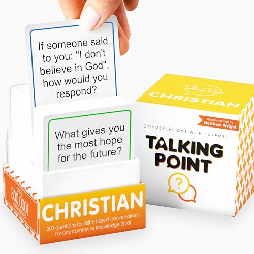 TALKING POINT CARDS 200 Conversation Cards for Christians Game  Explore Your Faith and Have Fun on Family Game Night Bible Study or Youth Groups  Perfect for Church Groups Couples Night Easter Gifts - Image 1