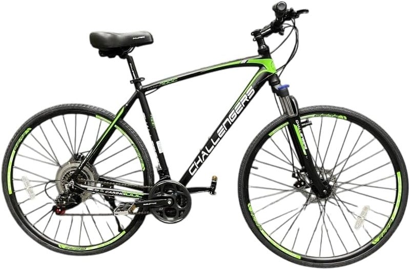 Challengers Aluminum Hybrid Sports Bicycle with Handlebars, 27-Inch Size, Green - Image 1