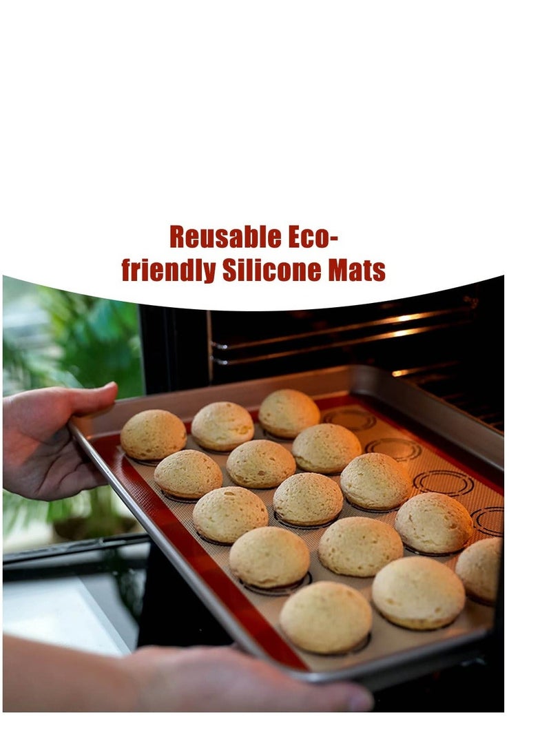7 Pcs Silicone Baking Mats, Pastry Mat Non Stick Reusable, with Brush and Spatula, Washable Tools Set for Cake Cookie Pizza Bread Making - Image 4