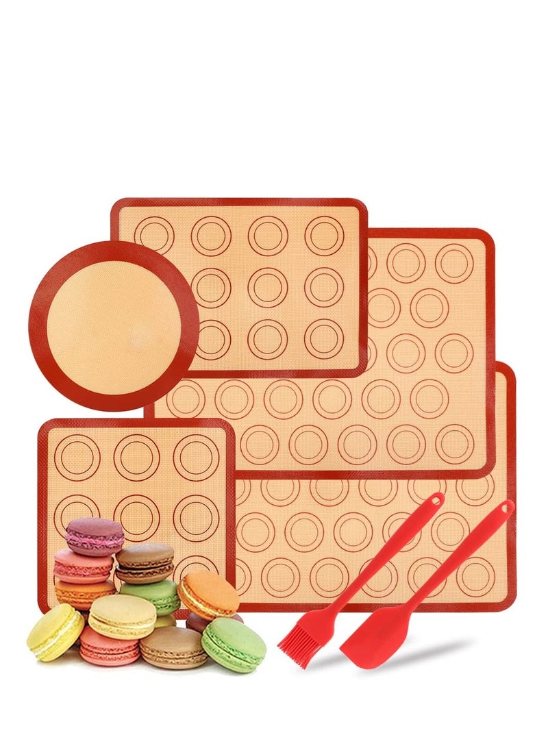 7 Pcs Silicone Baking Mats, Pastry Mat Non Stick Reusable, with Brush and Spatula, Washable Tools Set for Cake Cookie Pizza Bread Making - Image 1