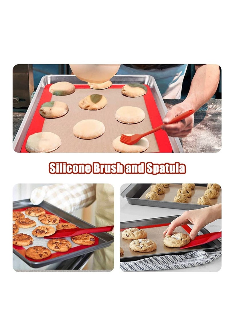 7 Pcs Silicone Baking Mats, Pastry Mat Non Stick Reusable, with Brush and Spatula, Washable Tools Set for Cake Cookie Pizza Bread Making - Image 2
