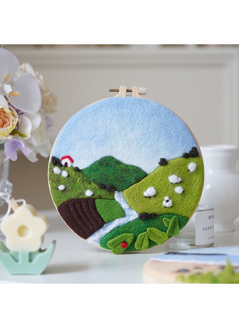 Wool Felting DIY Frame Kit Love Gift W349-Alpine Sheep-Non-Finished Products (Including Embroidered Stretches)