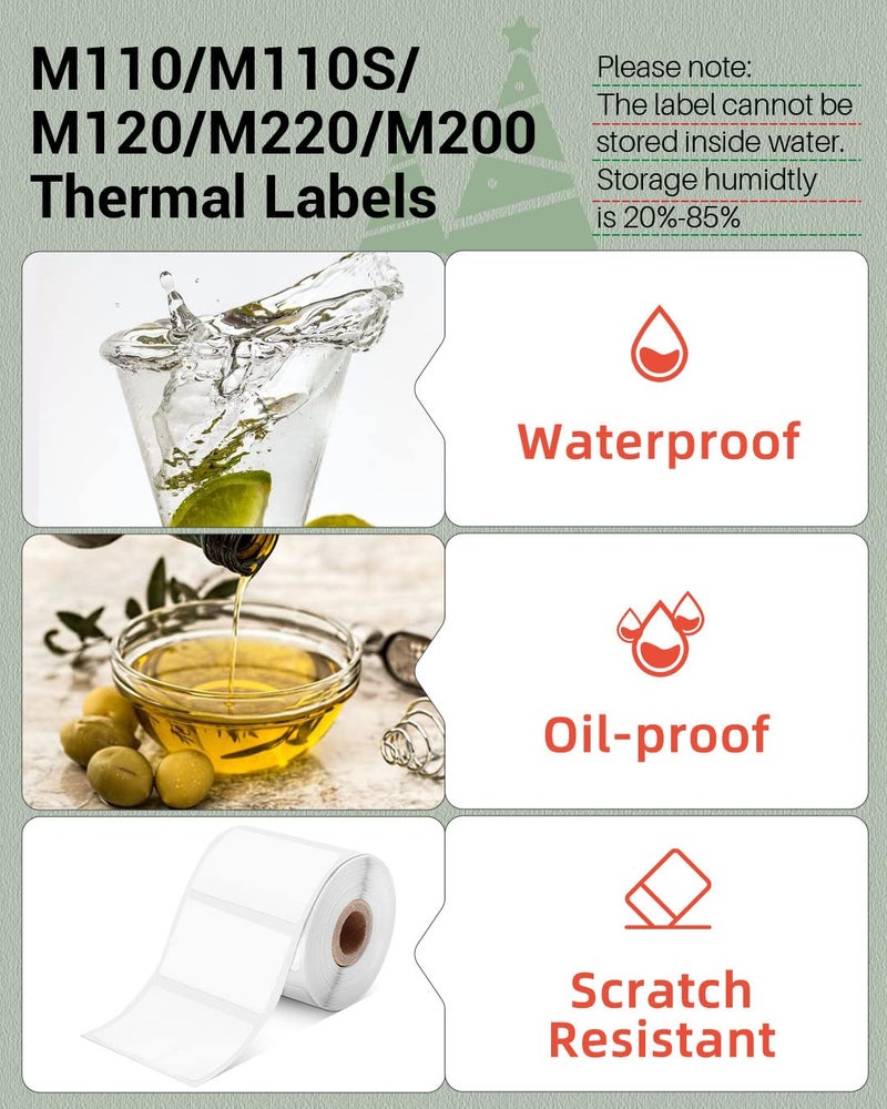 Phomemo Labels- 3 Rolls M110/M220/M221/M120/M200 Thermal Paper 1.97"x1.18"(50x30mm)- M110 Labels Multipurpose Square Self-Adhesive Label for Product Tag, Barcode Label, Address Label, 230 Labels/Roll - Image 4