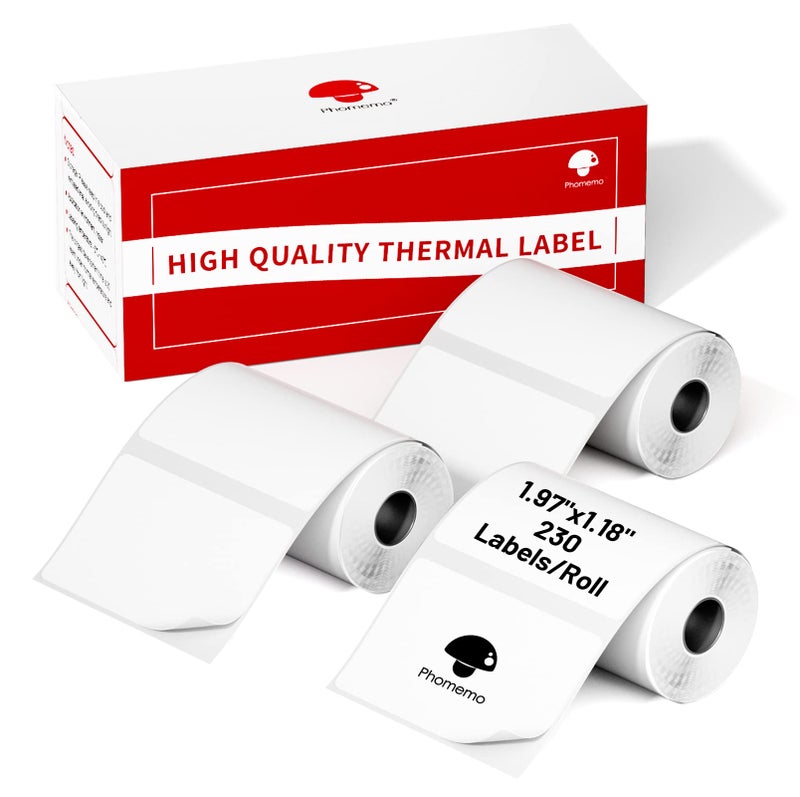 Phomemo Labels- 3 Rolls M110/M220/M221/M120/M200 Thermal Paper 1.97"x1.18"(50x30mm)- M110 Labels Multipurpose Square Self-Adhesive Label for Product Tag, Barcode Label, Address Label, 230 Labels/Roll - Image 1