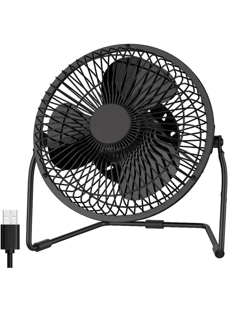 EasyAcc USB Desk Fan 6 Inch – Silent Desktop Air Circulator with 2 Speeds, 360° Rotation, Brushless Motor – Metal Black  - Image 5