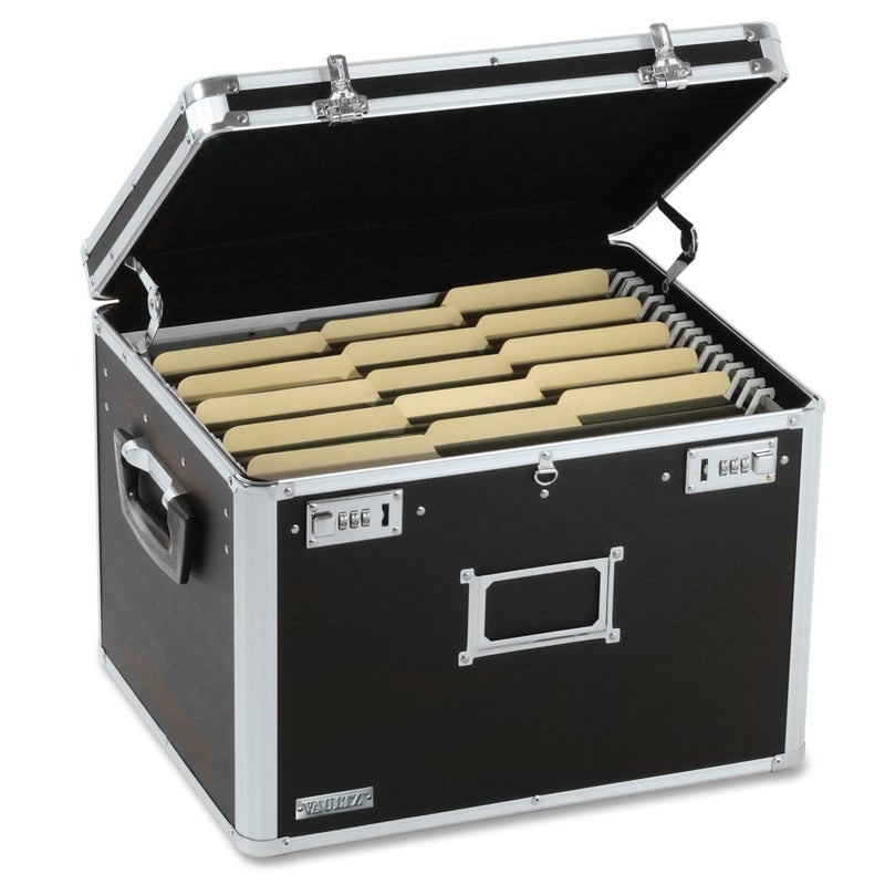Vaultz Portable File Box - 17.5 x 14 x 12.5 Inch Legal/Letter Size Storage Box with Dual-Combination Locking for Document Filing and Organization,Black - Image 4