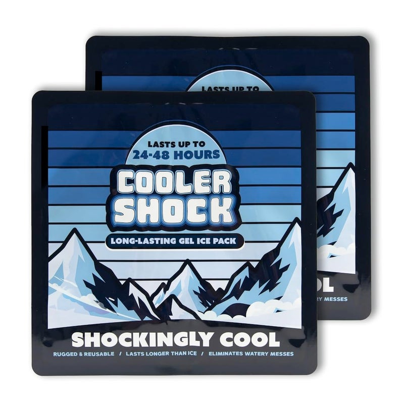 Cooler Shock Reusable Prefilled Ice Packs for Coolers & Lunch Boxes - 48 Hours Long Lasting Cold Freezer Packs for Lunchbox, Non-Toxic Gel Ice Pack for Camping, Lunch Bags, Road Trips, 2 Pack(10"x10") - Image 1