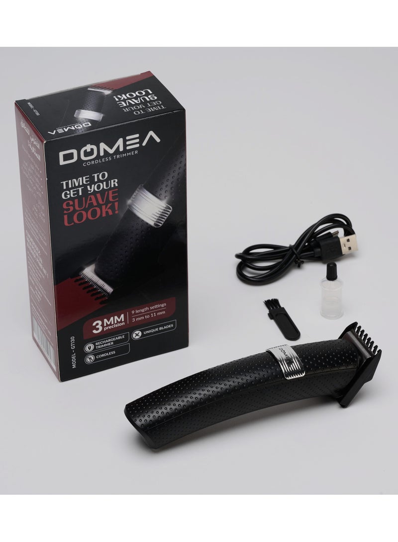 DOMEA Rechargeable Cordless Trimmer For Men, Stainless Steel Blade For Easy, Precise & Fast Cutting of Hair/Beard, 9 Length Settings, All Hair Types-GT130 - Image 3