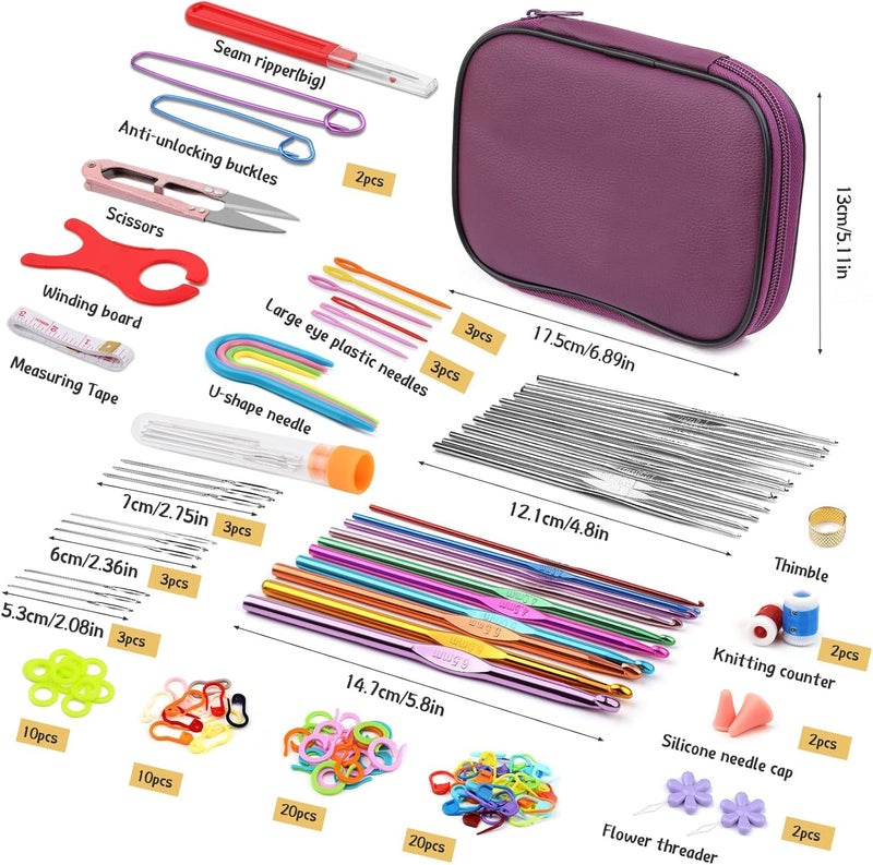 DECOVETTE 110 pcs Crochet Hook Set and Knitting Needles Set – Complete Crochet Needle and Knitting Kit with Crochet Hooks, Crochet Needles, Knitting Tools, Crosia Needle, and Wool Knitting Needles for Beginners and Experts - Image 2