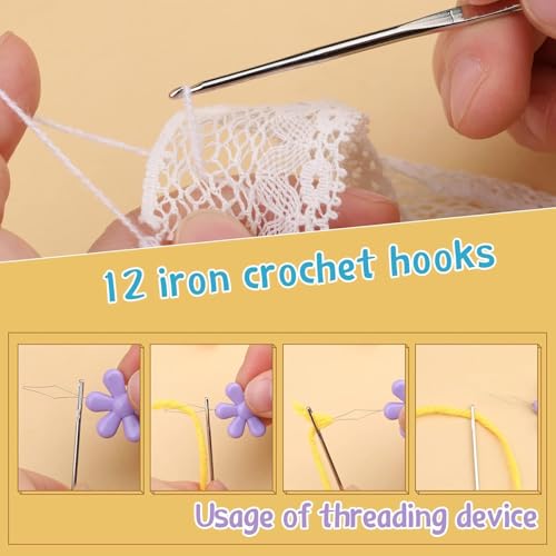 DECOVETTE 110 pcs Crochet Hook Set and Knitting Needles Set – Complete Crochet Needle and Knitting Kit with Crochet Hooks, Crochet Needles, Knitting Tools, Crosia Needle, and Wool Knitting Needles for Beginners and Experts - Image 4